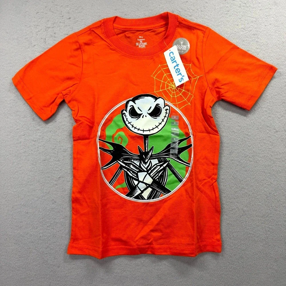 Carters Glow Nightmare Before‎ Christmas Halloween T-Shirt Toddler Boys 6 Orange